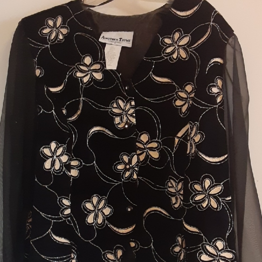 Black Floral Embroidered Blouse